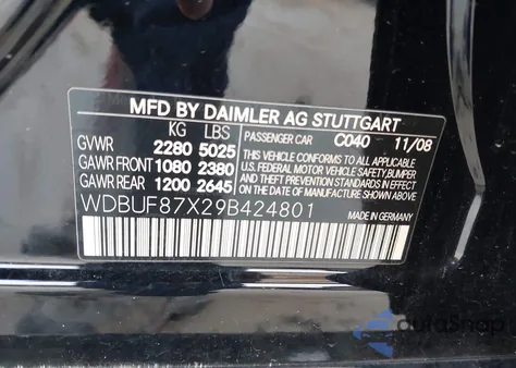 2009 Mercedes-Benz E 350 4Matic from USA, damaged, VIN WDBUF87X29B424801